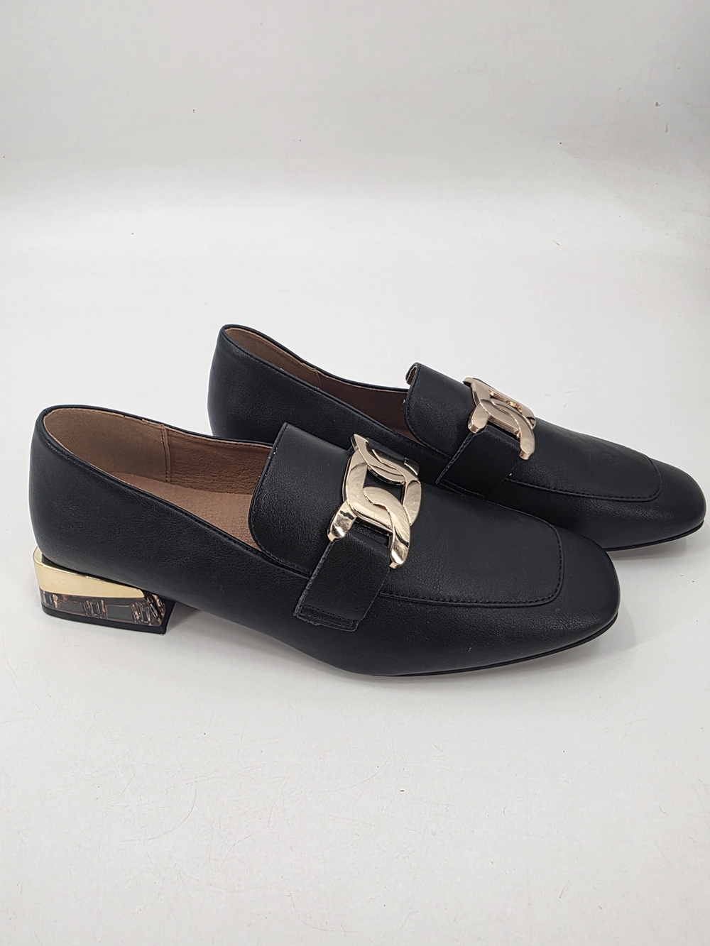 Patrizia By Spring Step Tailored Black Heeled Loafers Size 10 NWOB